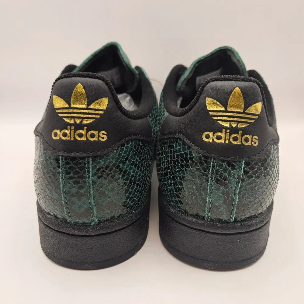 ADIDAS ORIGINALS WOMEN'S 7 SUPERSTAR BLACK GREEN SNAKESKIN SHELL TOE NWOB - Picture 3 of 6